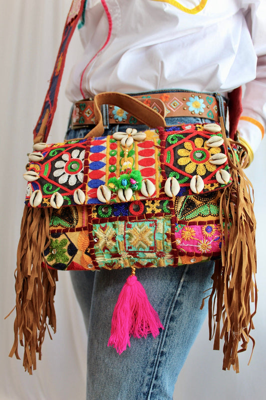Desert Bloom Fringe Purse : Patchwork