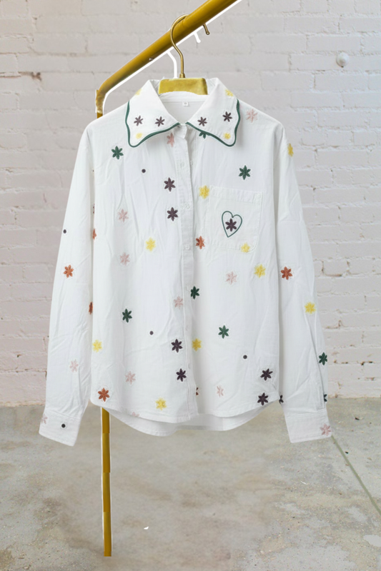 Heart Elbow Confetti Button-Up
