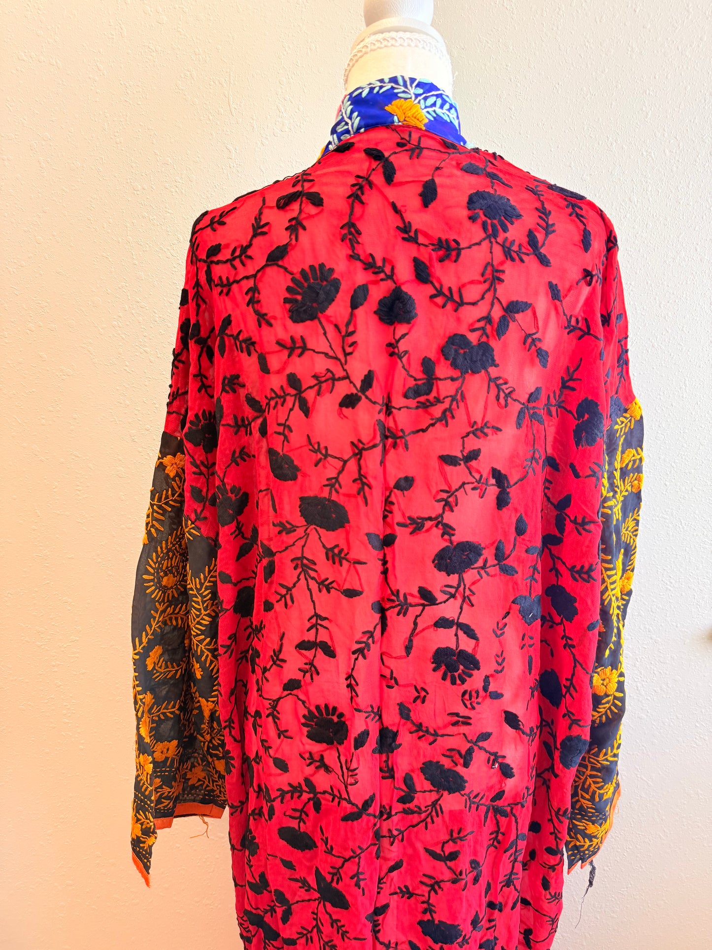 Neon Orange Patchwork Kimono