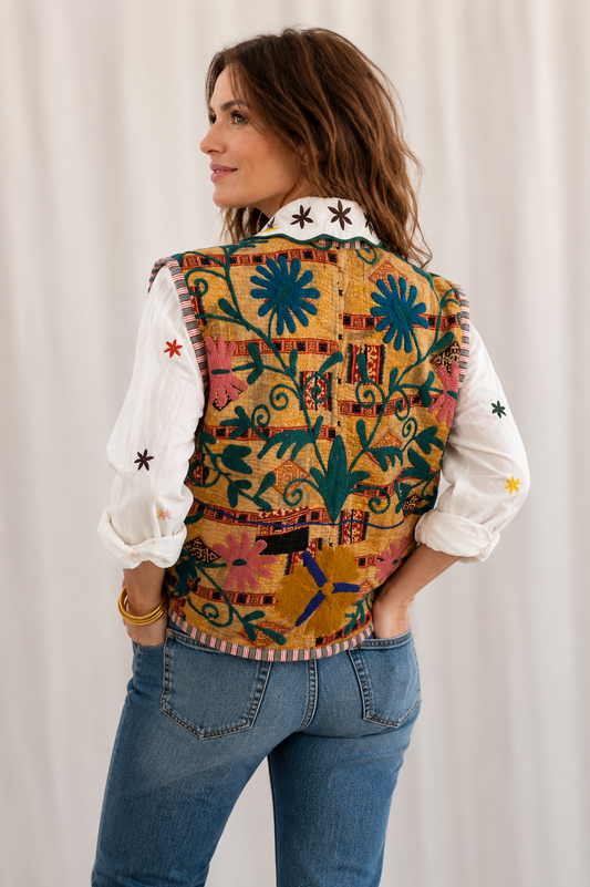 Blossom Pink Embroidered Vest
