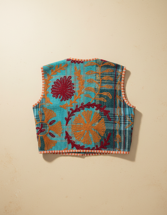 Orange Sickle Embroidery Vest