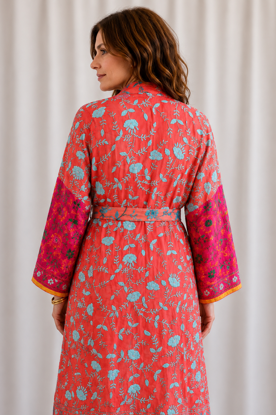 Neon Sage Patchwork Kimono