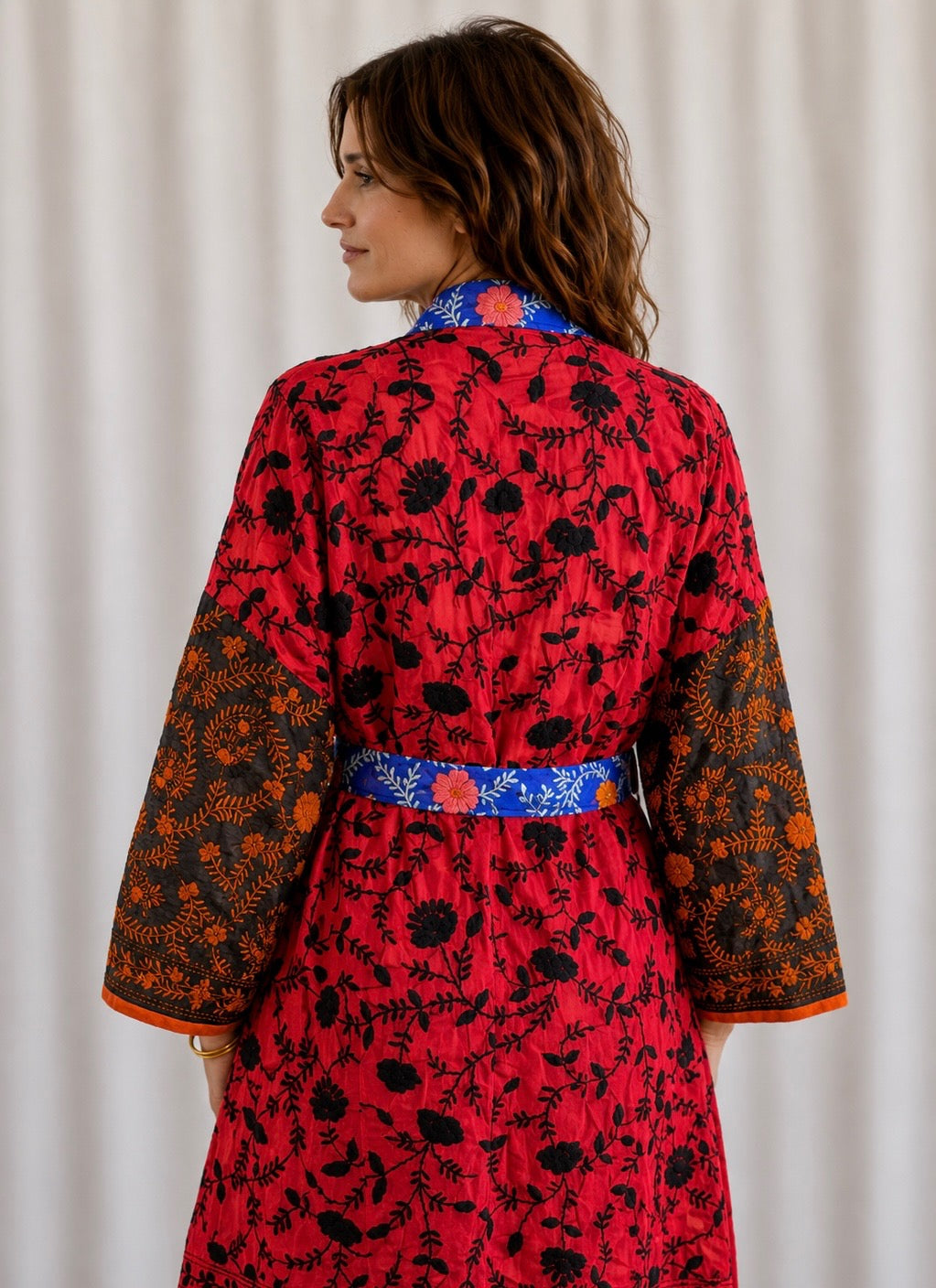 Neon Orange Patchwork Kimono