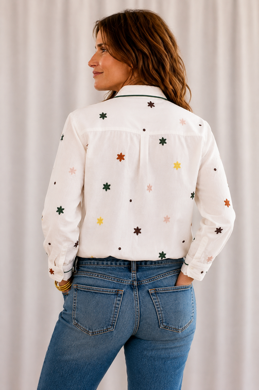 Heart Elbow Confetti Button-Up