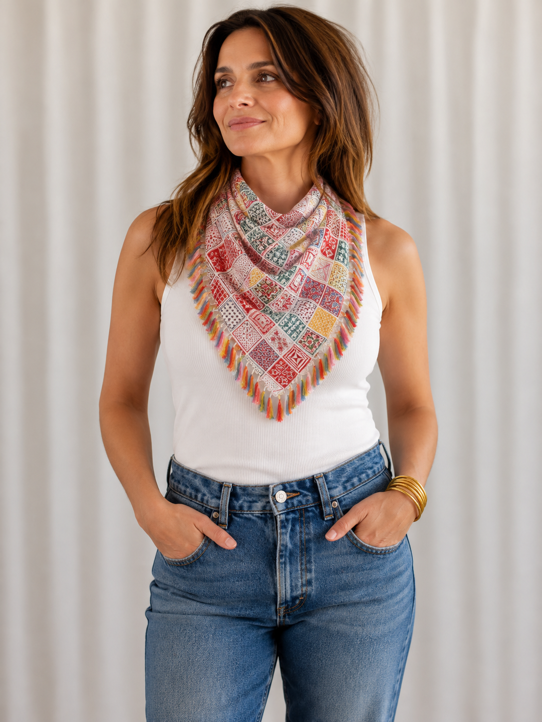 Festival Patchwork Fringe Scarf