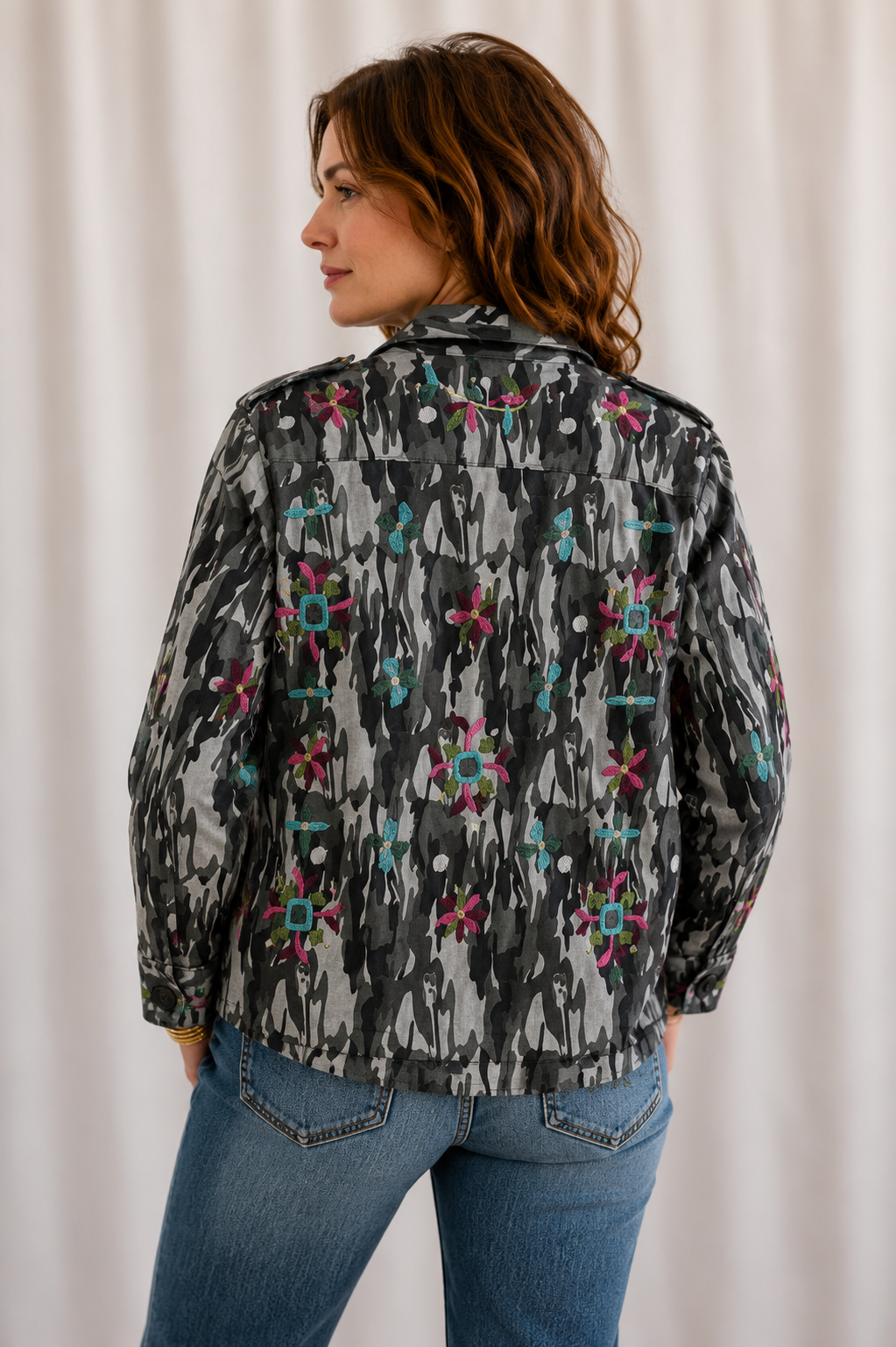 Bone Chic Embroidered Field Shacket
