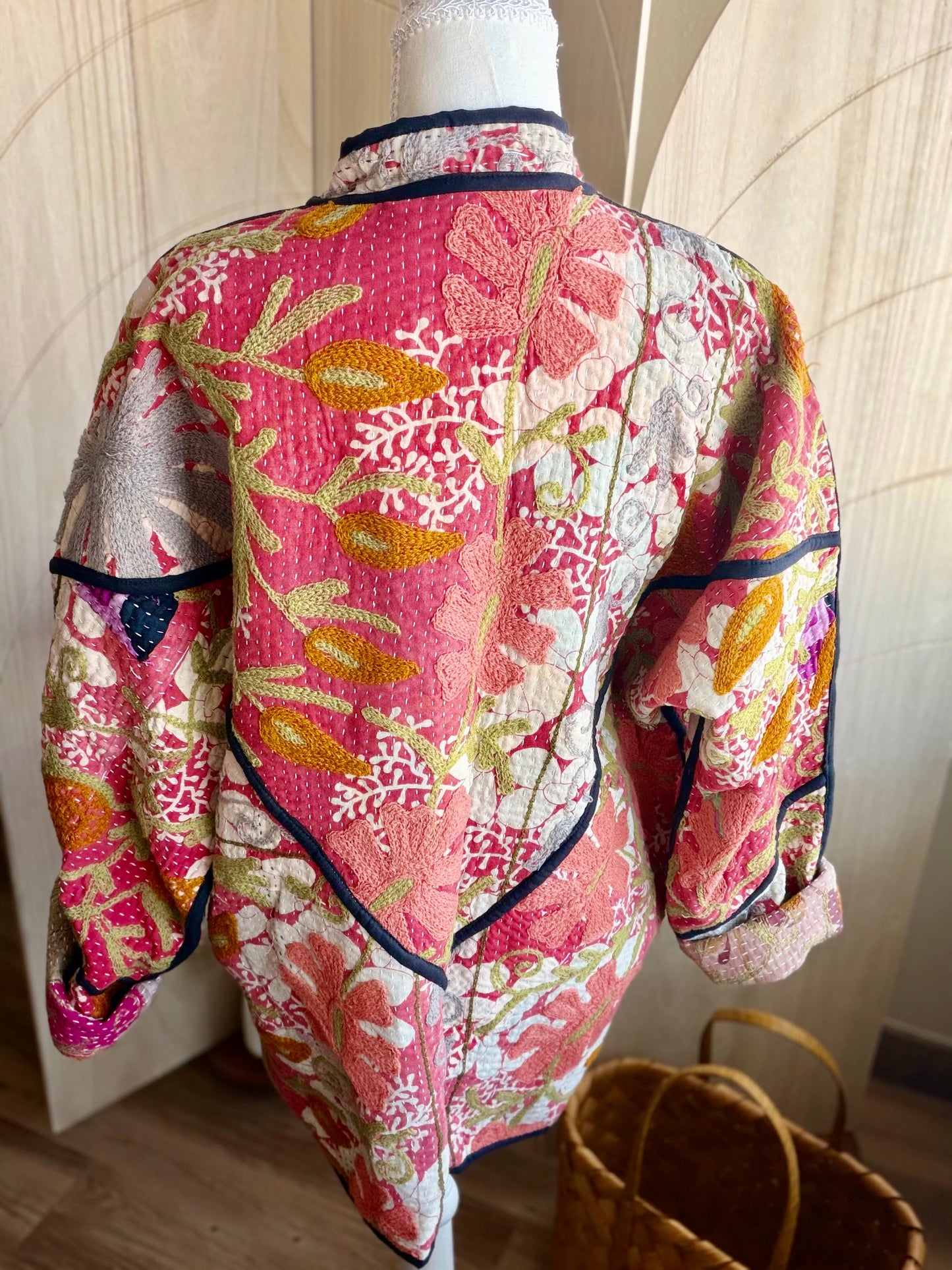 Red Bloom Cotton Reversible Jacket