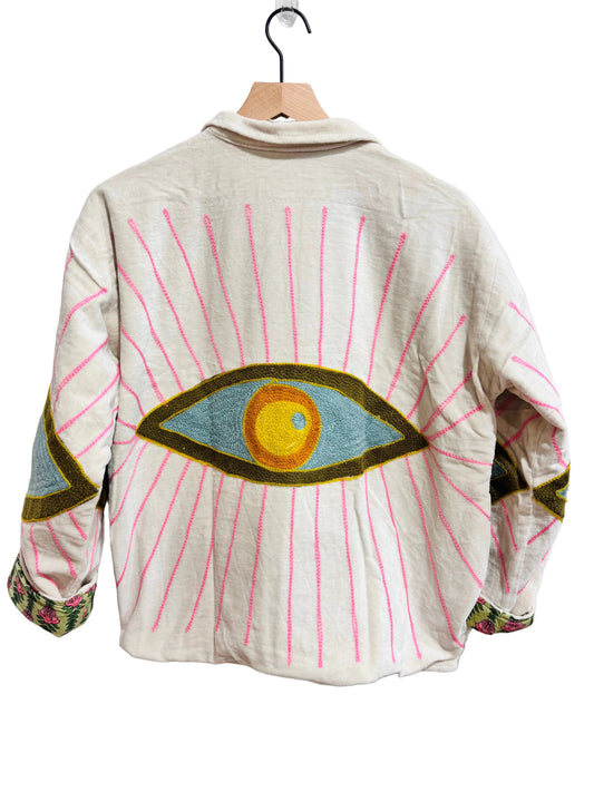 Creamsickle Evil Eye Velvet Jacket