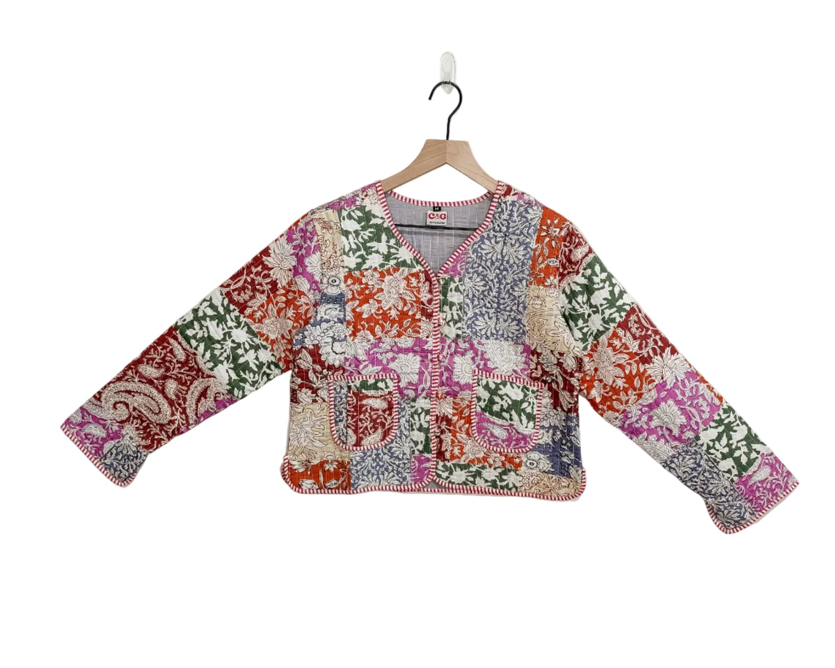 Wildflower Block Print Quilted Jacket