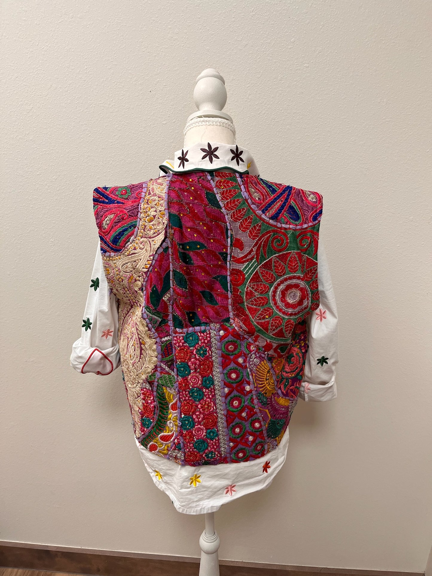 Magenta Patchwork Vest