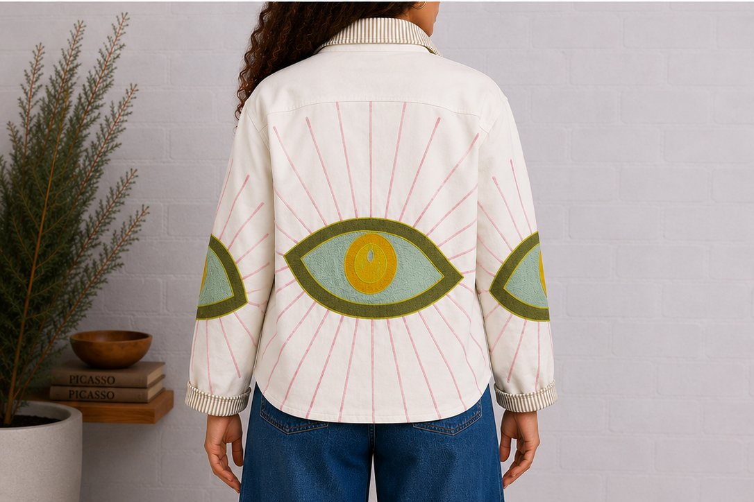 Creamsickle Evil Eye Velvet Jacket