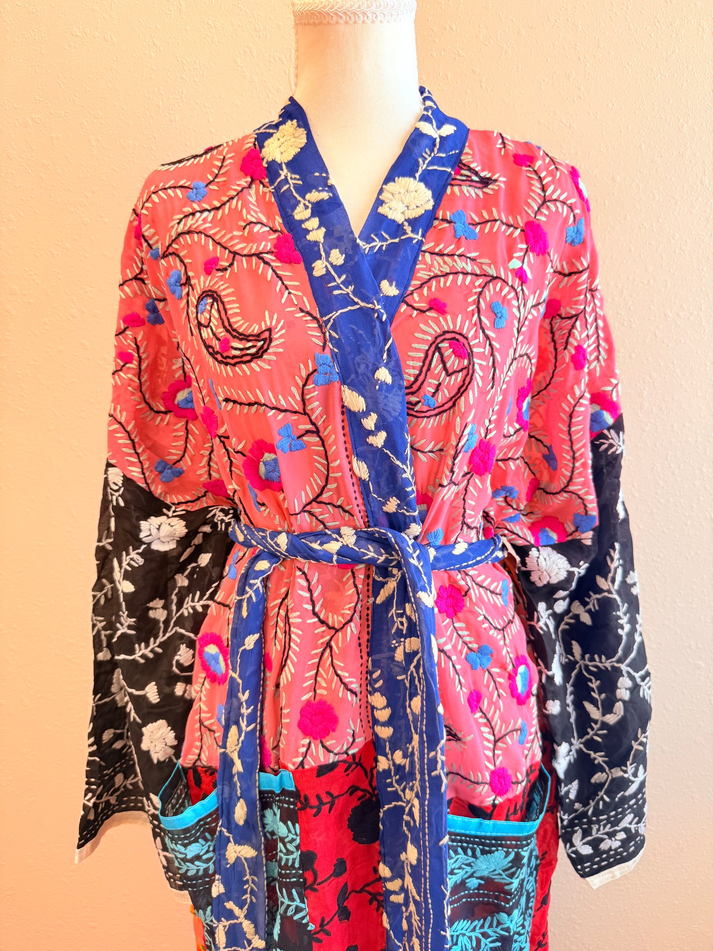 Neon Pink Patchwork Kimono