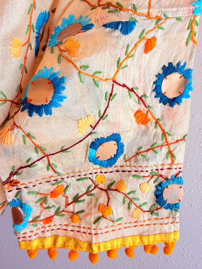 Yellow Daisy Bloom Cropped Kimono