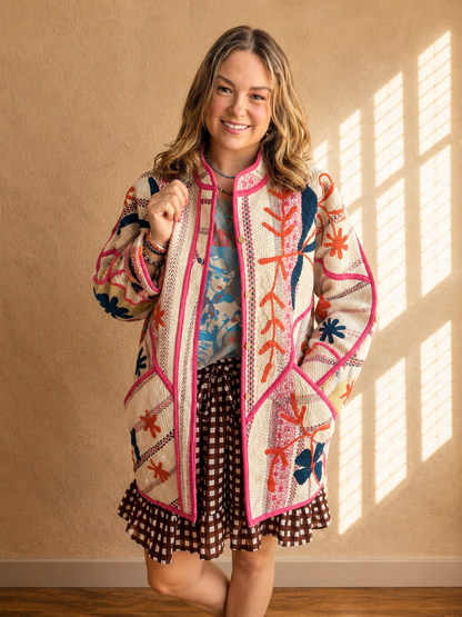 Capri Floral Cotton Embroidered Jacket