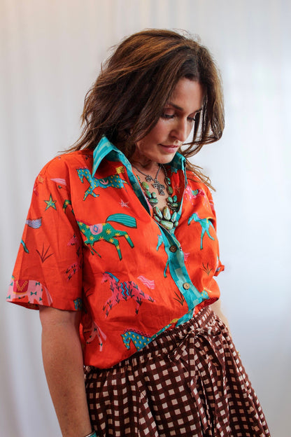 Pink Pony Club Shirt – Short Sleeve (Orange / Aqua)