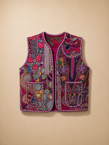 Magenta Patchwork Vest