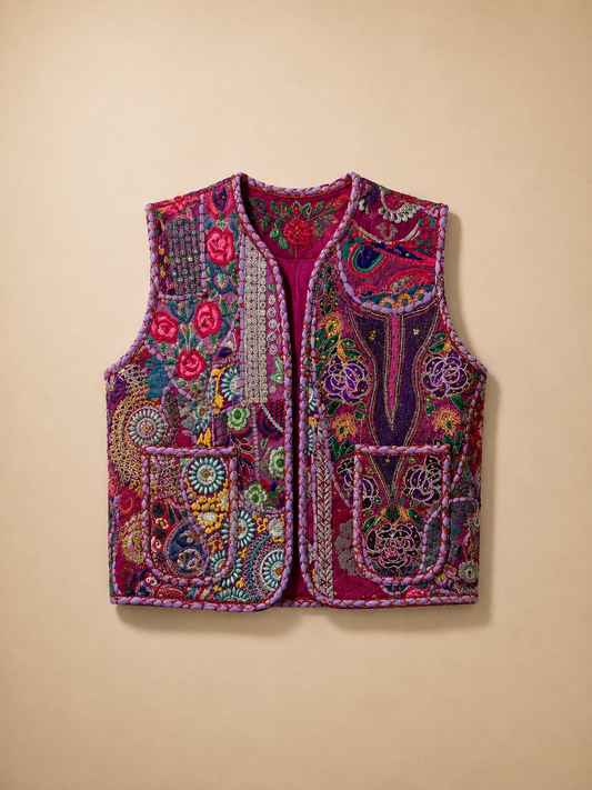 Magenta Patchwork Vest