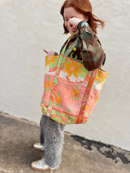 Embroidered Everyday Tote : Orange