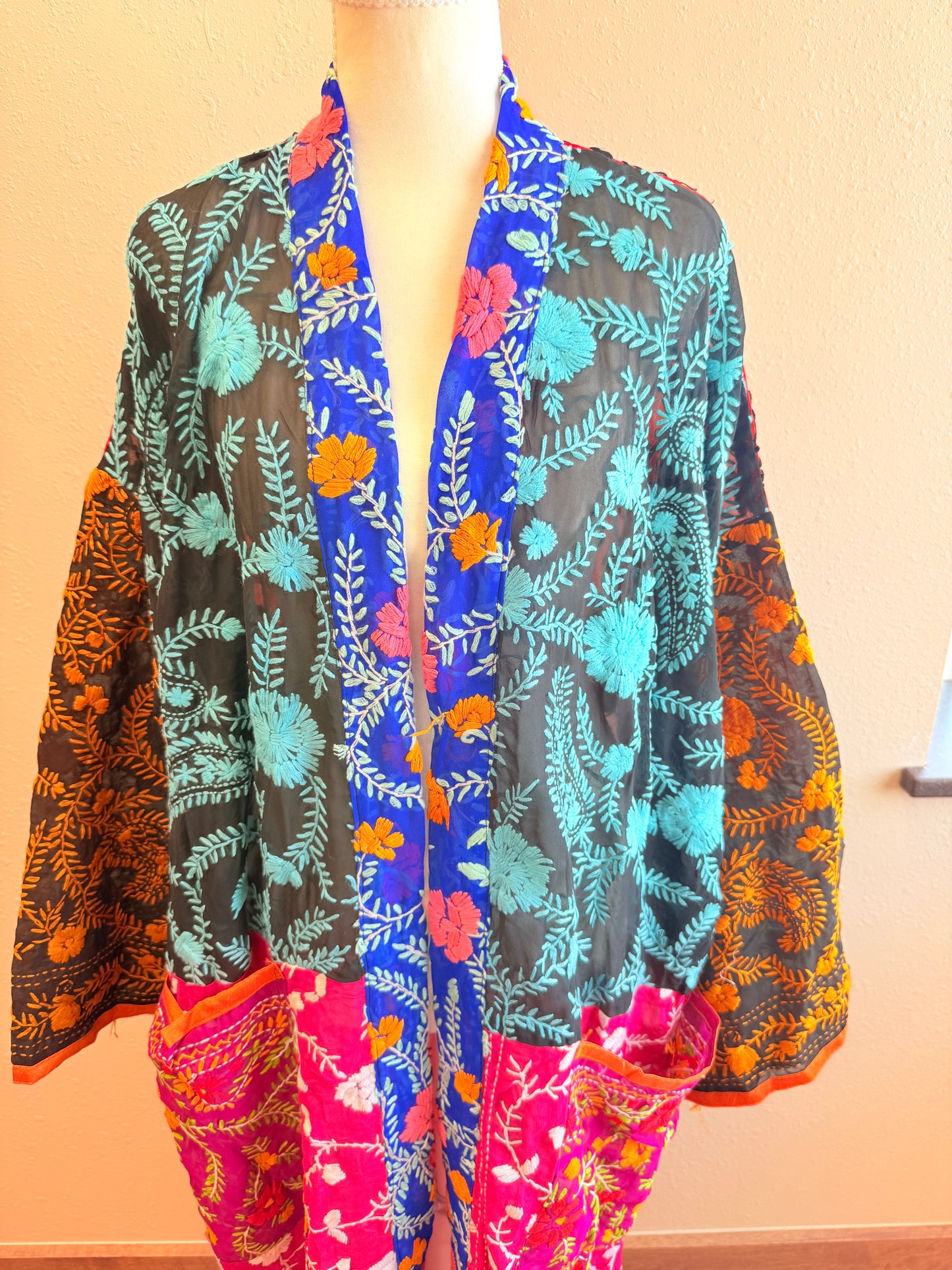 Neon Orange Patchwork Kimono