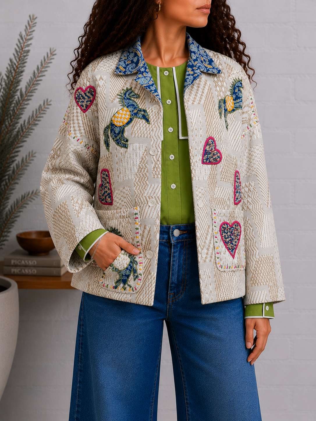 Blue Horse Jacquard Jacket