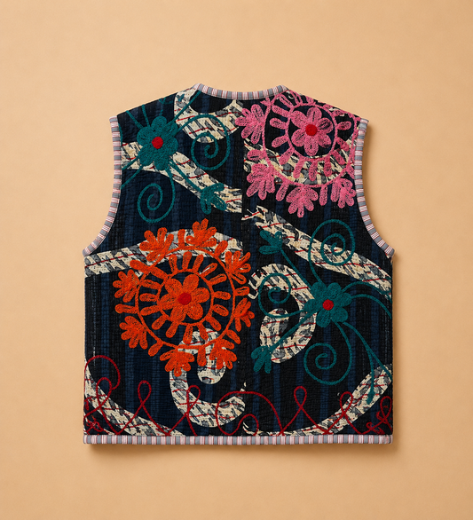 Pink Blossom Embroidered Vest