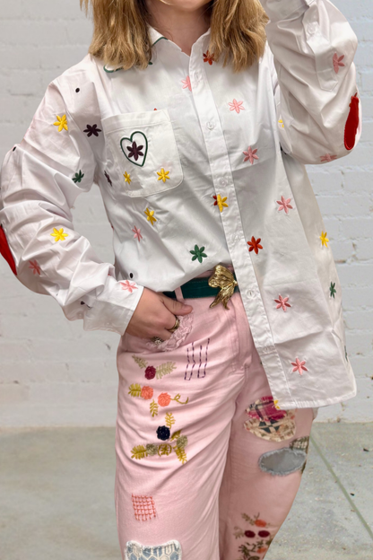 Heart Elbow Confetti Button-Up