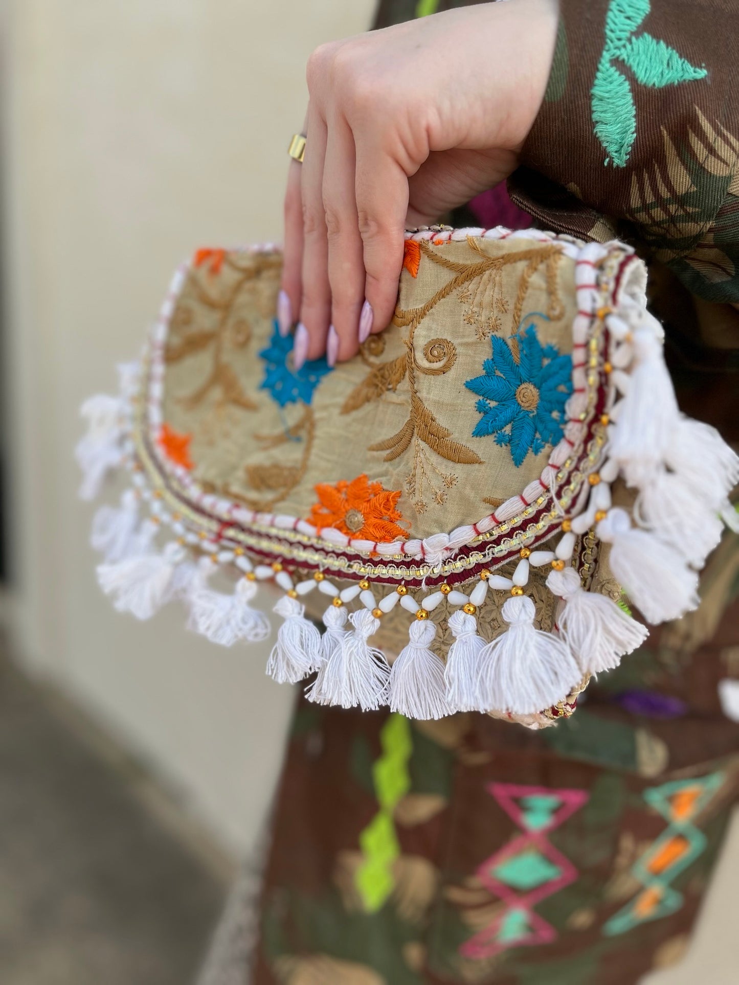 Embroidered Mini Crossbody : Blue