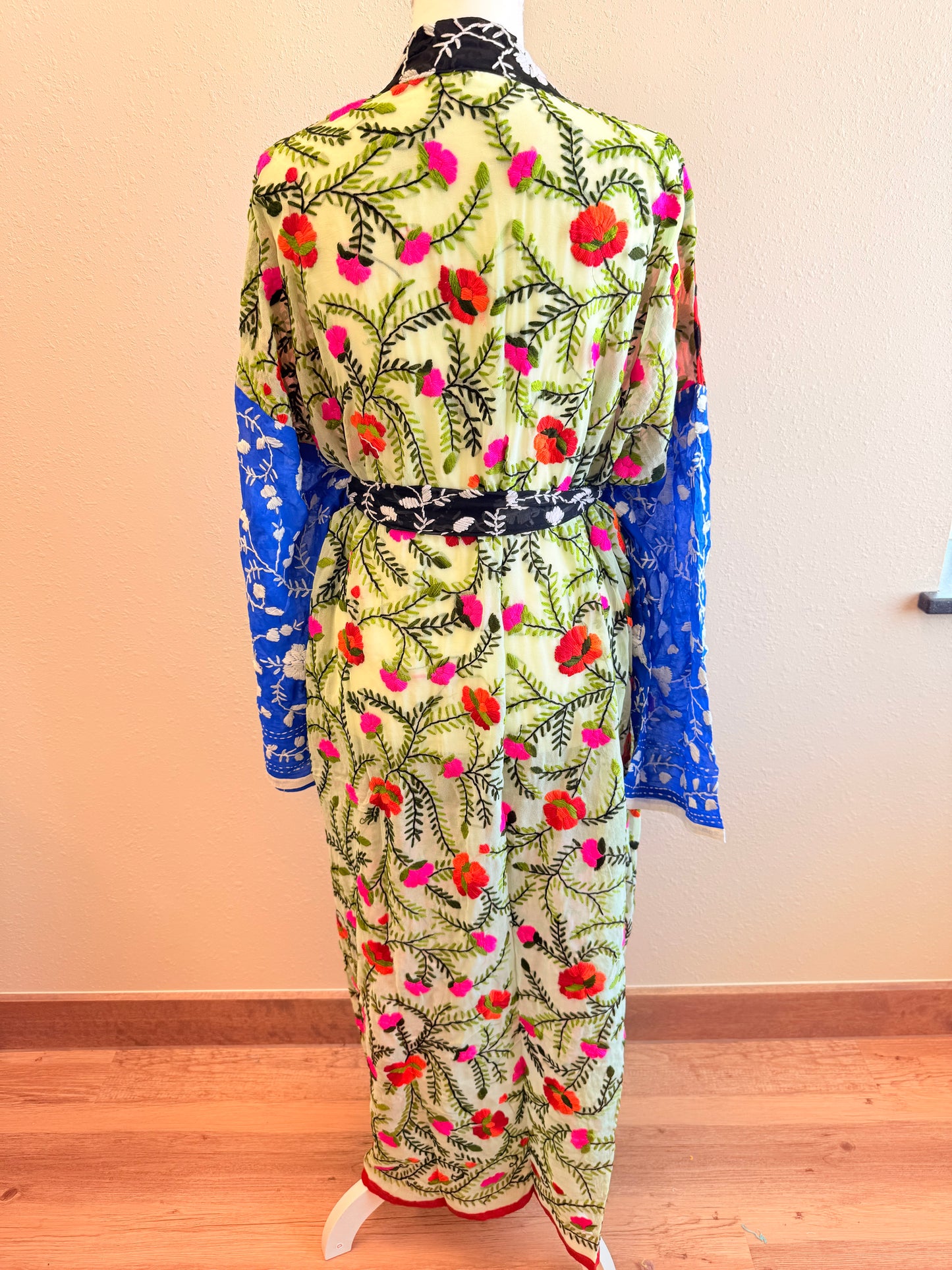 Neon Red Bird Patchwork Kimono