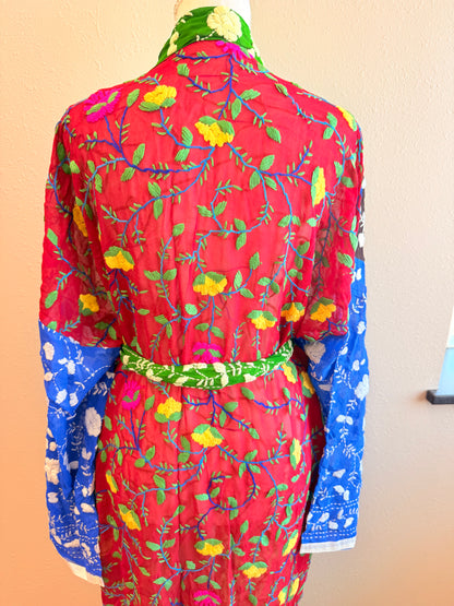Neon Green Patchwork Kimono