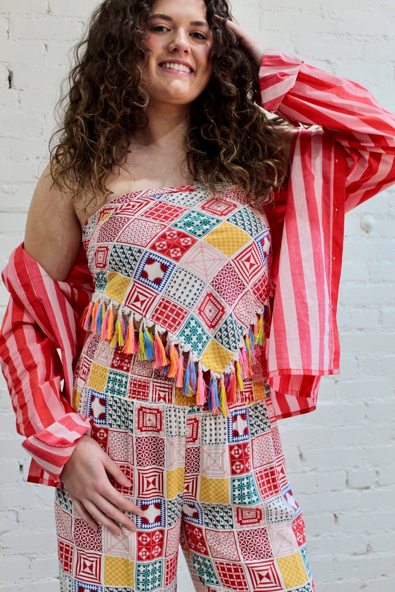 Festival Patchwork Fringe Scarf