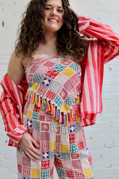 Festival Patchwork Fringe Scarf