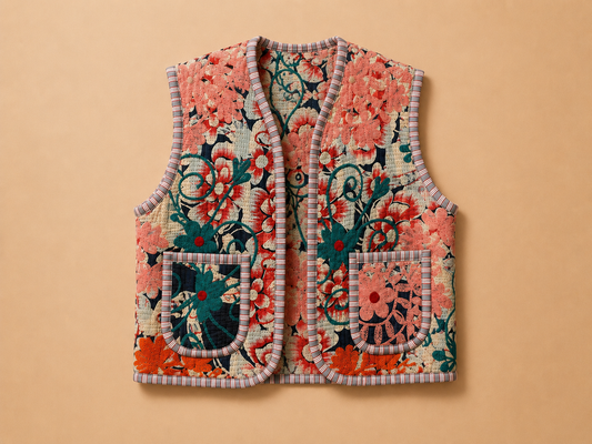 Pink Blossom Embroidered Vest