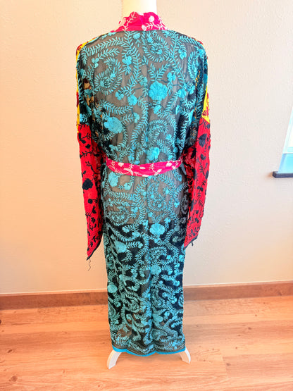 Red Patch Patchwork Kimono