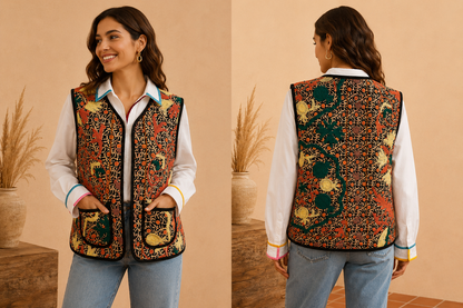 Autumn Bloom Embroidered Vest