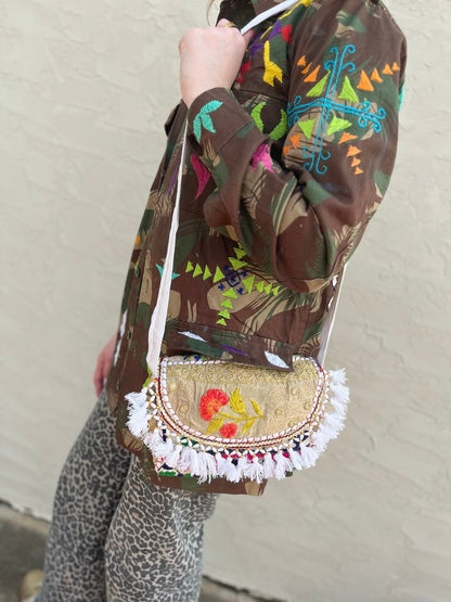 Embroidered Mini Crossbody : Orange