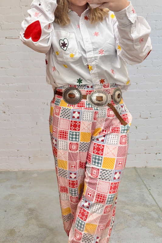 Heart Elbow Confetti Button-Up
