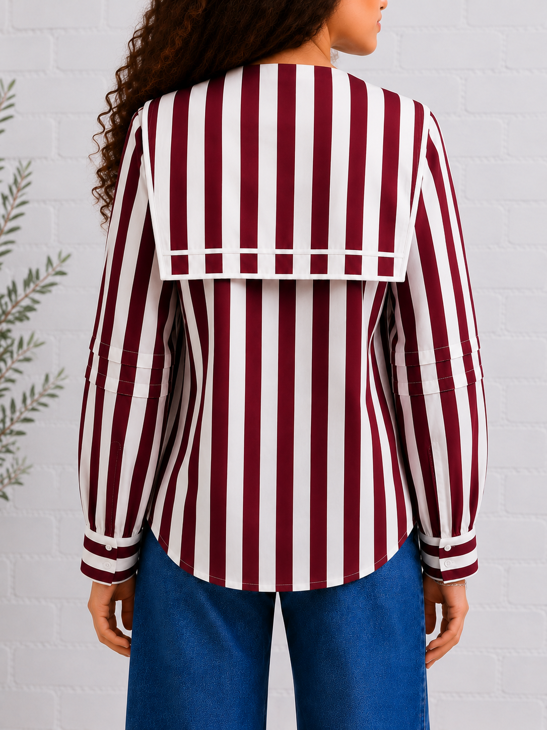 Maroon Stripe Button-Up