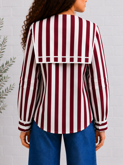 Maroon Stripe Button-Up