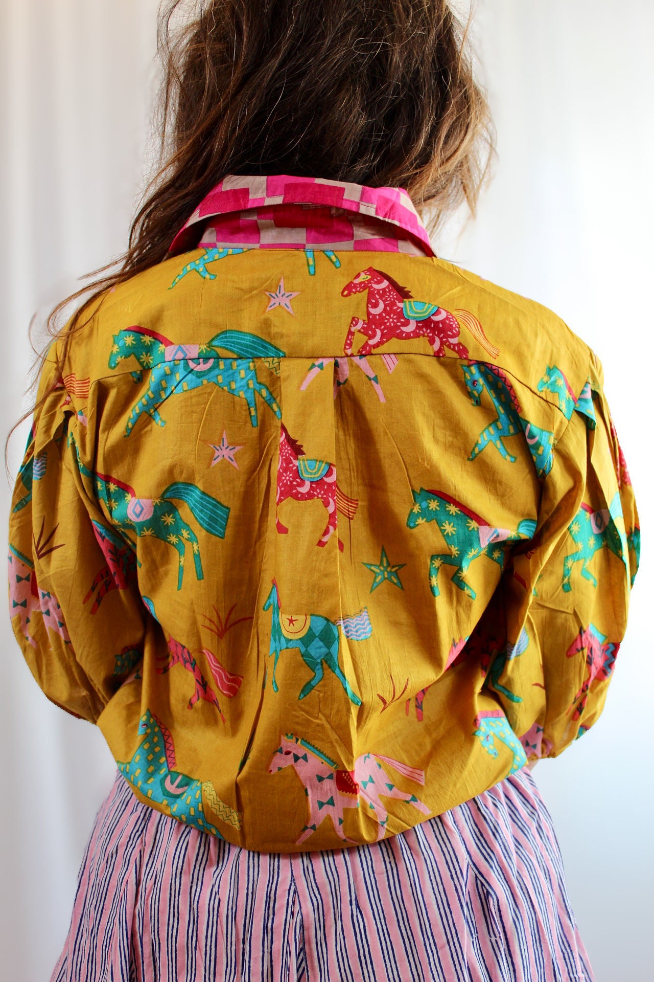 Pink Pony Club Shirt – Puff Sleeve (Yellow / Pink)