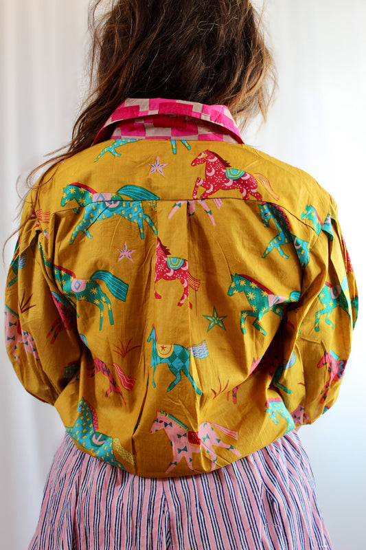Pink Pony Club Shirt – Puff Sleeve (Yellow / Pink)