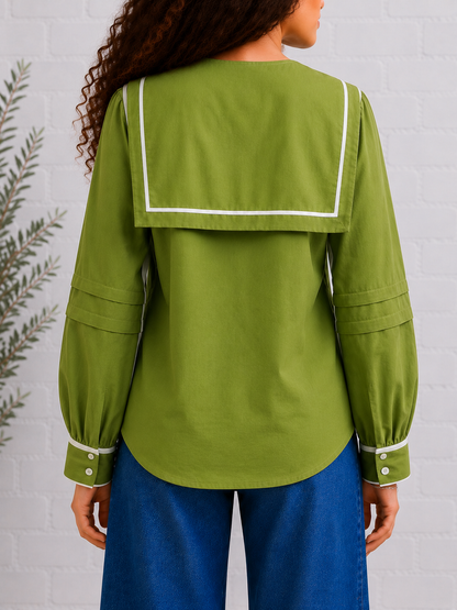 Green Stripe Button-Up