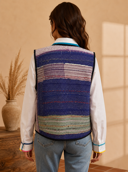 Midnight Kantha Patchwork Vest