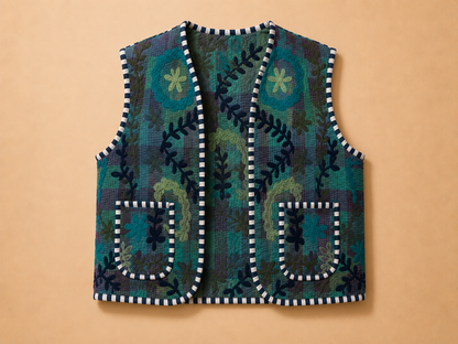 Blue Blossom Embroidered Vest