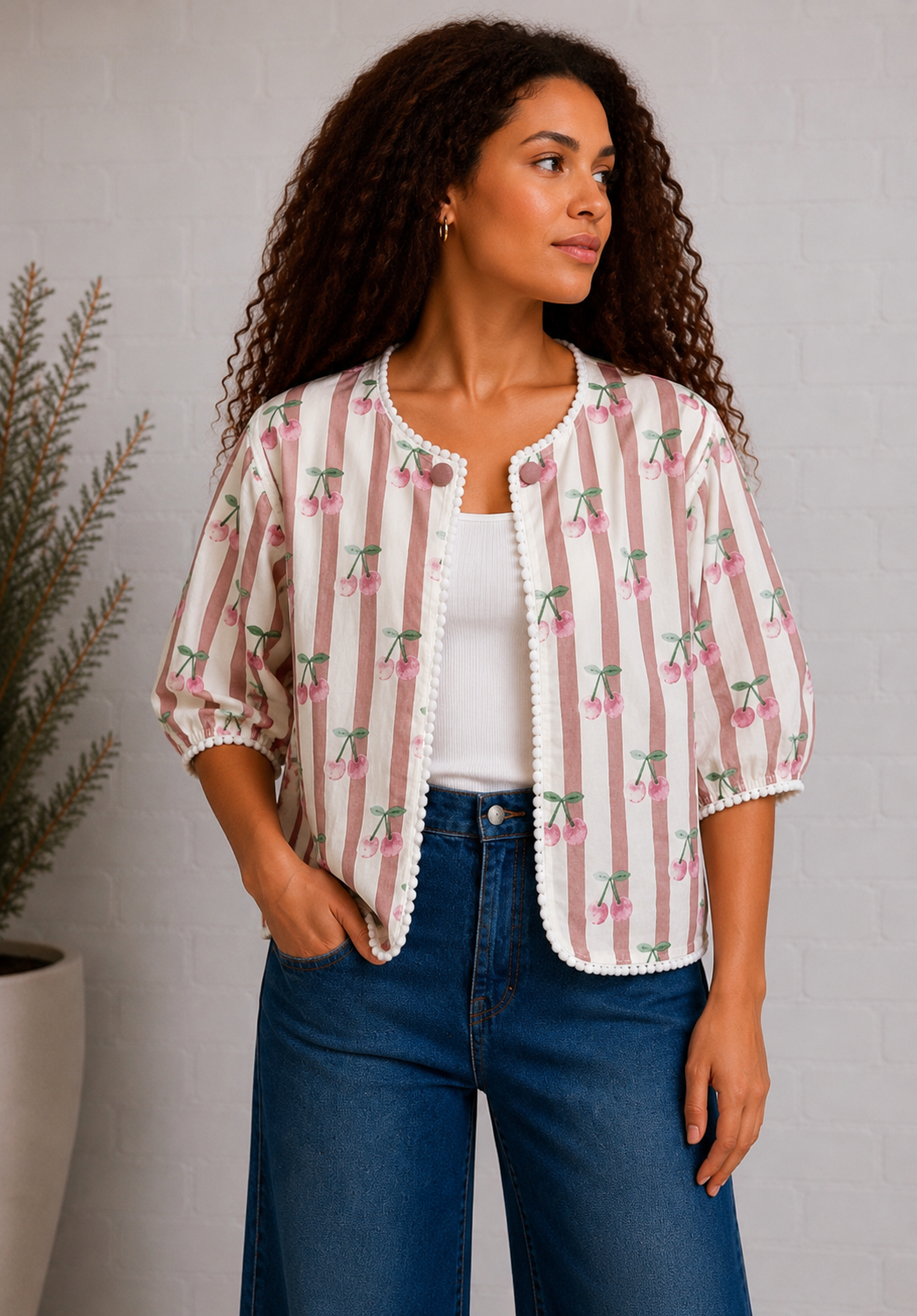 Give Me Cherry Cotton Shacket