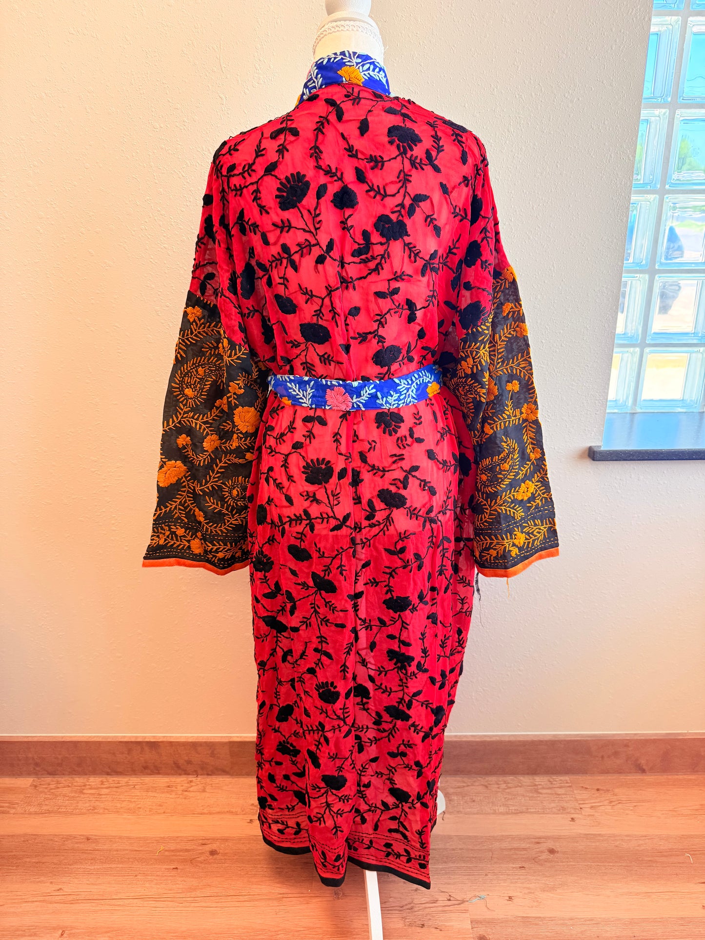 Neon Orange Patchwork Kimono