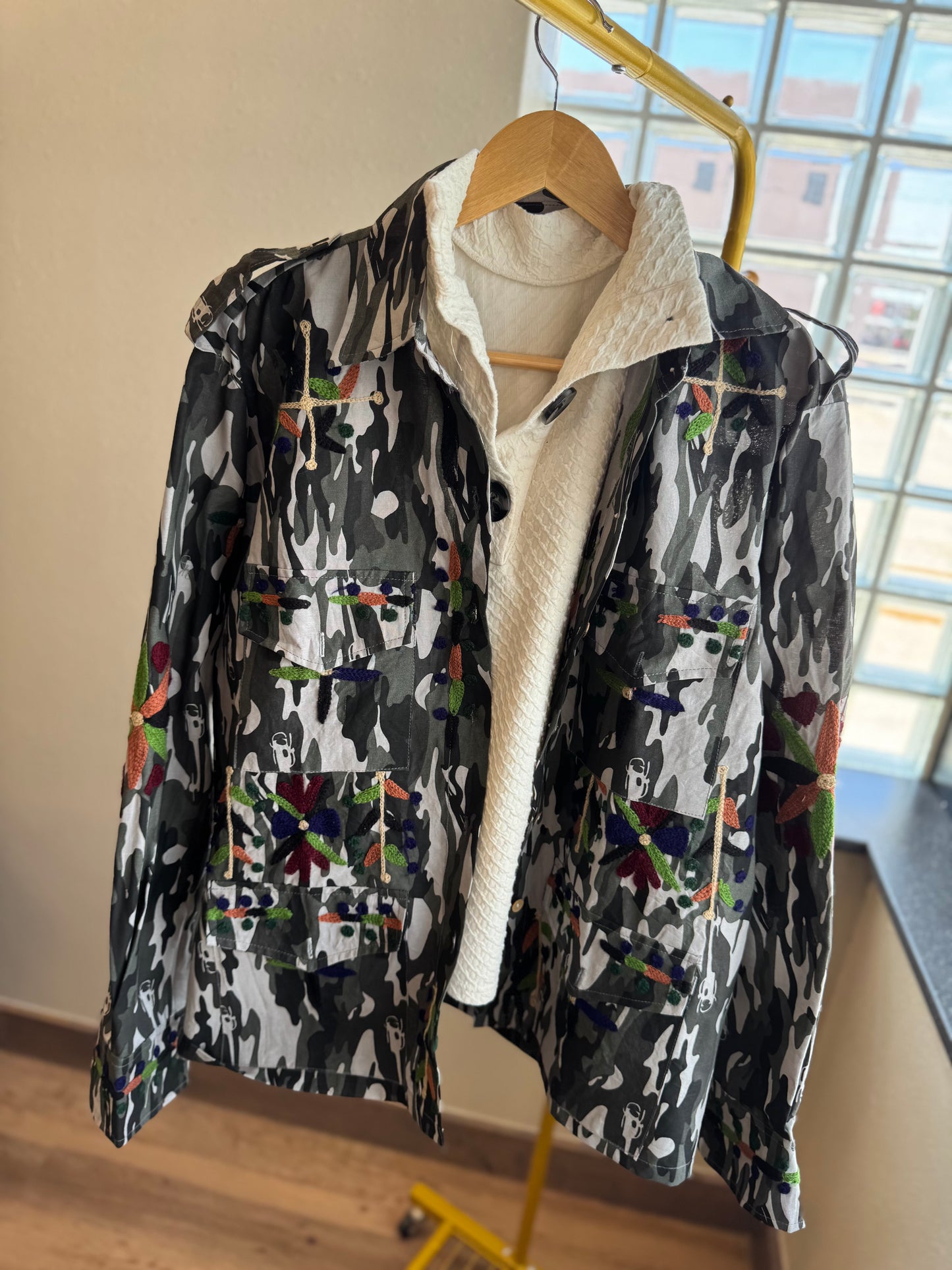 Sand Chic Embroidered Field Shacket