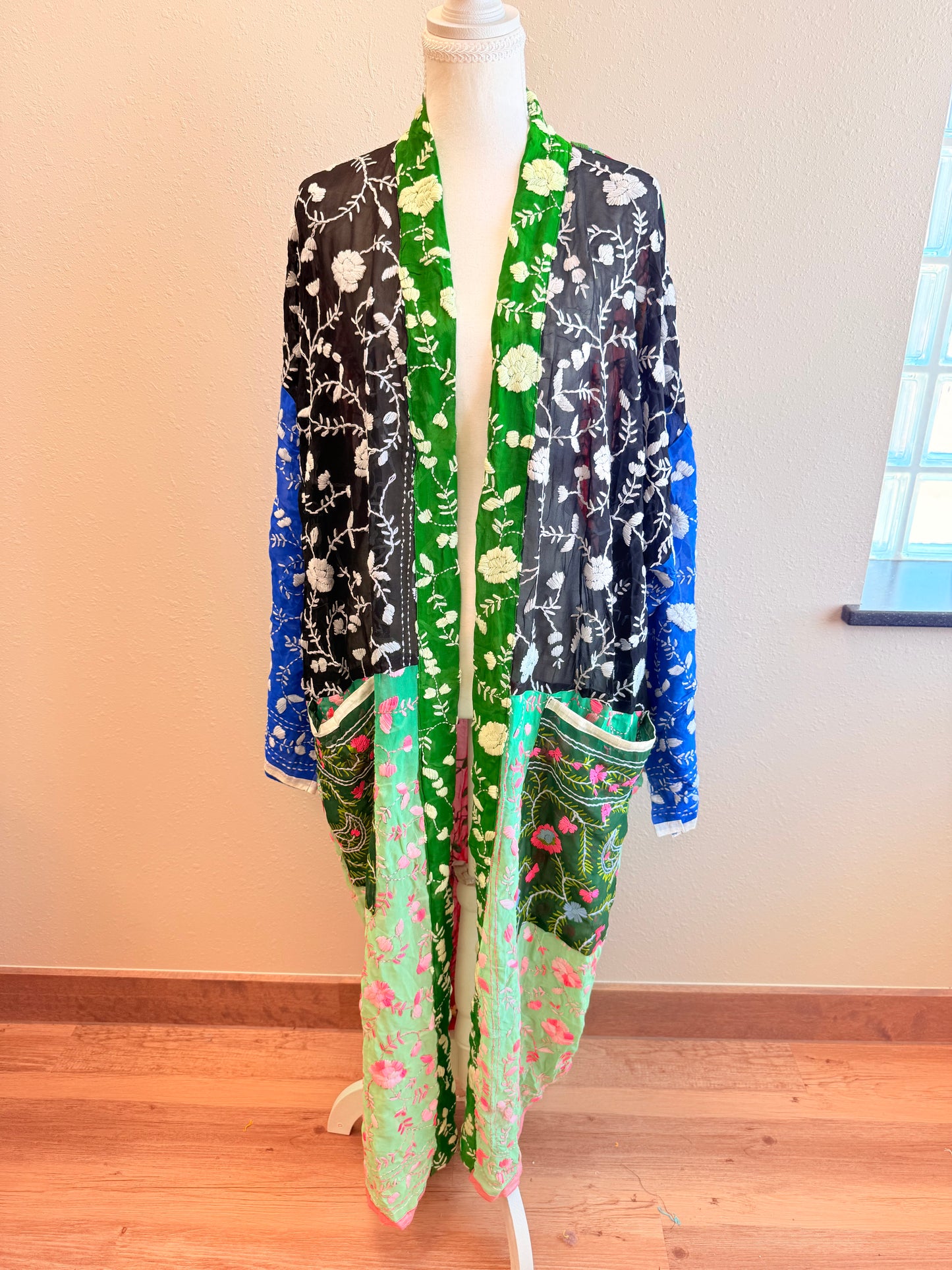 Neon Green Patchwork Kimono