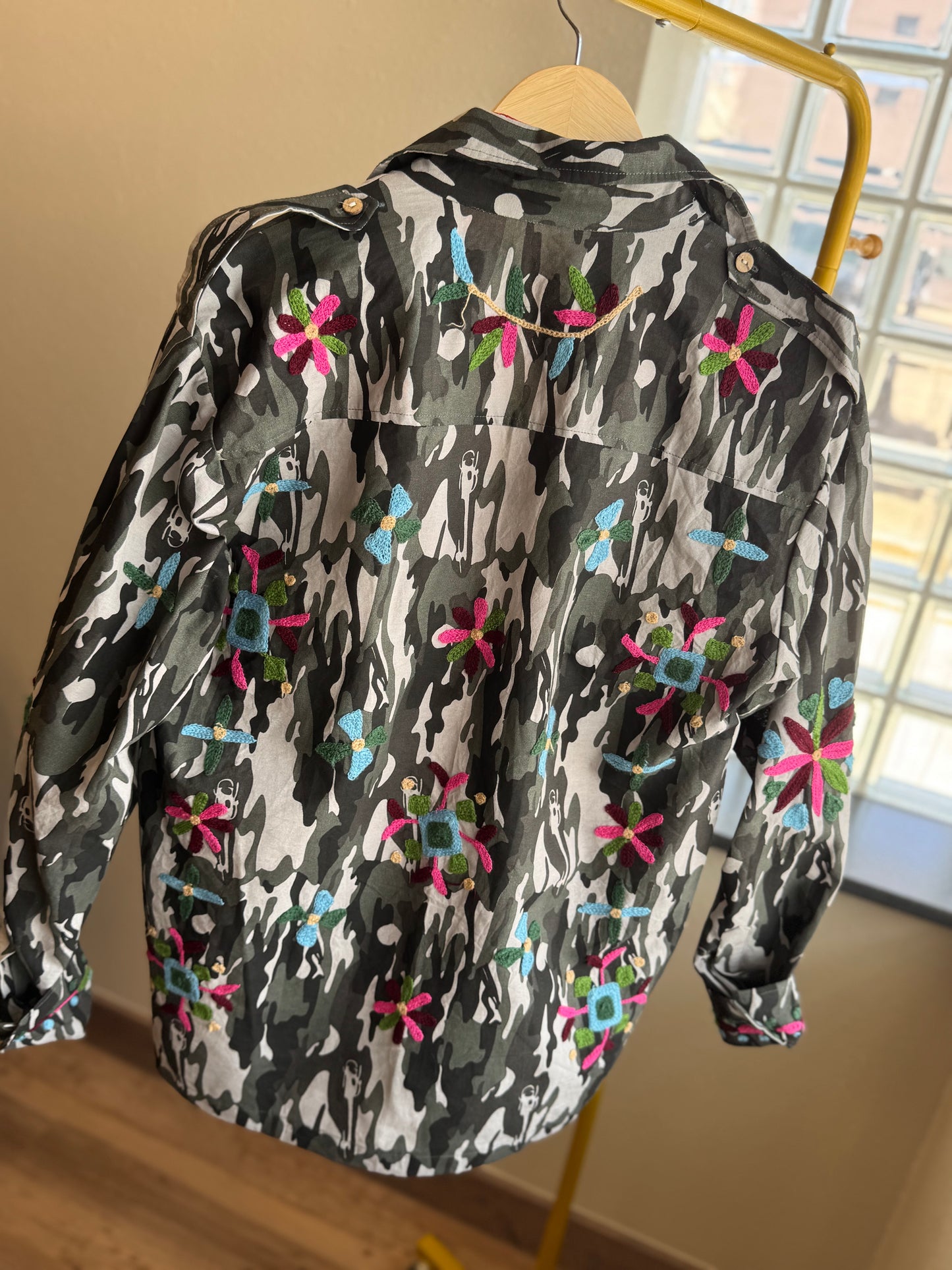 Bone Chic Embroidered Field Shacket