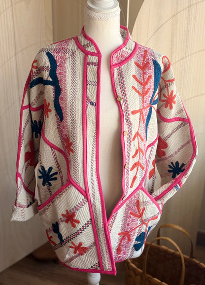 Capri Floral Cotton Embroidered Jacket
