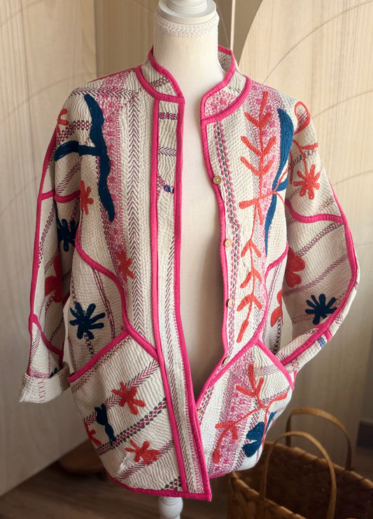Capri Floral Cotton Embroidered Jacket